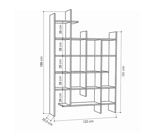 Βιβλιοθήκη Manco pakoworld σε ανθρακί απόχρωση 122x25.5x188εκ - ΒΙΒΛΙΟΘΗΚΕΣ στο Milonadakis.gr
