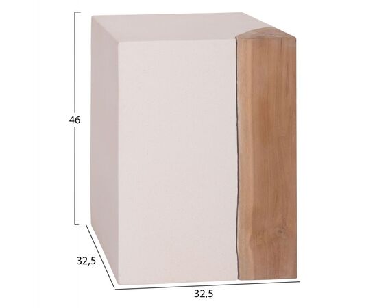 ΒΟΗΘΗΤΙΚΟ ΤΡΑΠΕΖΙ LEIA HM18163.02 FIBER CEMENT ΛΕΥΚΟ-ΞΥΛΟ TEAK 32.5x32.5x46Υεκ. - ΤΡΑΠΕΖΙΑ ΚΟΥΖΙΝΑΣ στο Milonadakis.gr