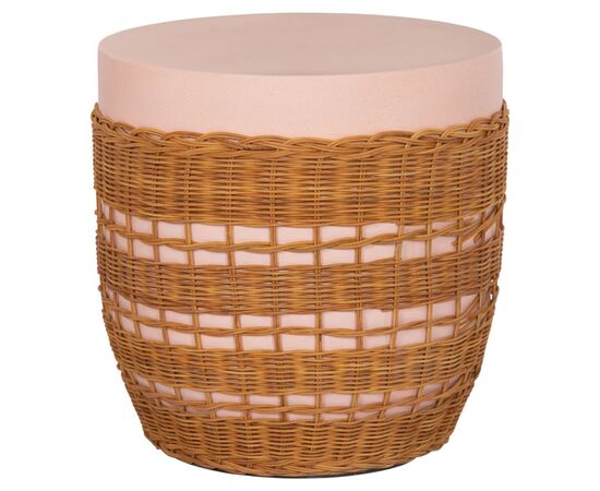 ΒΟΗΘΗΤΙΚΟ ΤΡΑΠΕΖΙ VILHENA HM18166 FIBER CEMENT ΡΟΖ-RATTAN ΦΥΣΙΚΟ Φ44.5x45Υεκ. - ΤΡΑΠΕΖΙΑ ΚΟΥΖΙΝΑΣ στο Milonadakis.gr