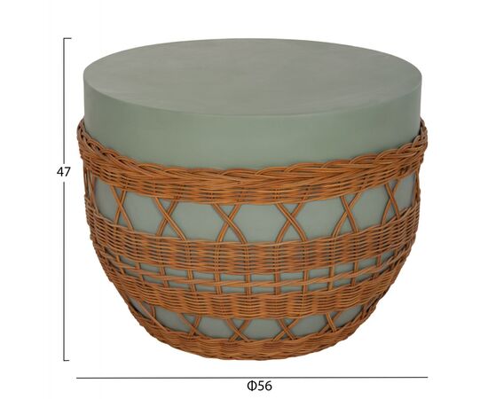 ΤΡΑΠΕΖΙ ΣΑΛΟΝΙΟΥ VILHENA HM18165 FIBER CEMENT ΠΡΑΣΙΝΟ-RATTAN ΦΥΣΙΚΟ Φ56x47Υεκ. - ΤΡΑΠΕΖΙΑ ΚΟΥΖΙΝΑΣ στο Milonadakis.gr