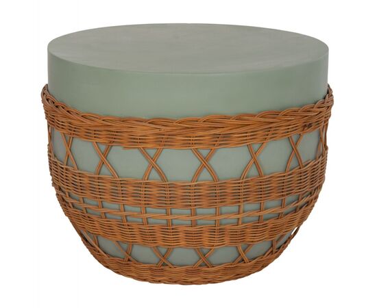 ΤΡΑΠΕΖΙ ΣΑΛΟΝΙΟΥ VILHENA HM18165 FIBER CEMENT ΠΡΑΣΙΝΟ-RATTAN ΦΥΣΙΚΟ Φ56x47Υεκ. - ΤΡΑΠΕΖΙΑ ΚΟΥΖΙΝΑΣ στο Milonadakis.gr