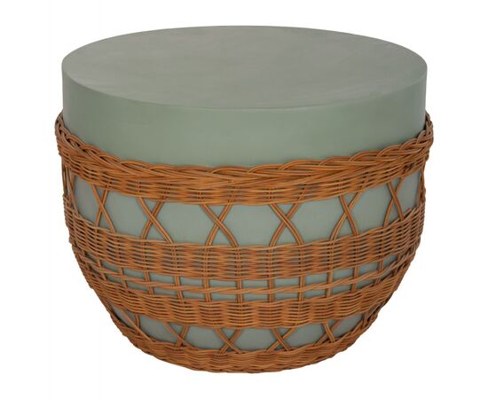 ΤΡΑΠΕΖΙ ΣΑΛΟΝΙΟΥ VILHENA HM18165 FIBER CEMENT ΠΡΑΣΙΝΟ-RATTAN ΦΥΣΙΚΟ Φ56x47Υεκ. - ΤΡΑΠΕΖΙΑ ΚΟΥΖΙΝΑΣ στο Milonadakis.gr