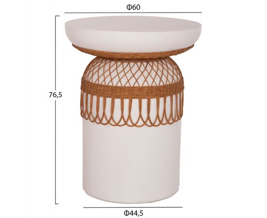 ΤΡΑΠΕΖΙ ΤΡΑΠΕΖΑΡΙΑΣ PRILEP HM18159.02 FIBER CEMENT ΛΕΥΚΟ & RATTAN--Φ60x76,5Υεκ - ΤΡΑΠΕΖΙΑ ΚΟΥΖΙΝΑΣ στο Milonadakis.gr