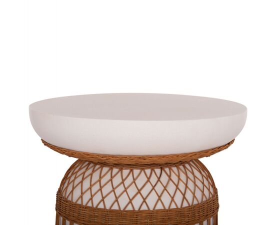 ΤΡΑΠΕΖΙ ΤΡΑΠΕΖΑΡΙΑΣ PRILEP HM18159.02 FIBER CEMENT ΛΕΥΚΟ & RATTAN--Φ60x76,5Υεκ - ΤΡΑΠΕΖΙΑ ΚΟΥΖΙΝΑΣ στο Milonadakis.gr