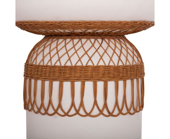 ΤΡΑΠΕΖΙ ΤΡΑΠΕΖΑΡΙΑΣ PRILEP HM18159.02 FIBER CEMENT ΛΕΥΚΟ & RATTAN--Φ60x76,5Υεκ - ΤΡΑΠΕΖΙΑ ΚΟΥΖΙΝΑΣ στο Milonadakis.gr