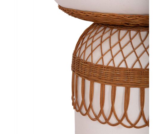 ΤΡΑΠΕΖΙ ΤΡΑΠΕΖΑΡΙΑΣ PRILEP HM18159.02 FIBER CEMENT ΛΕΥΚΟ & RATTAN--Φ60x76,5Υεκ - ΤΡΑΠΕΖΙΑ ΚΟΥΖΙΝΑΣ στο Milonadakis.gr