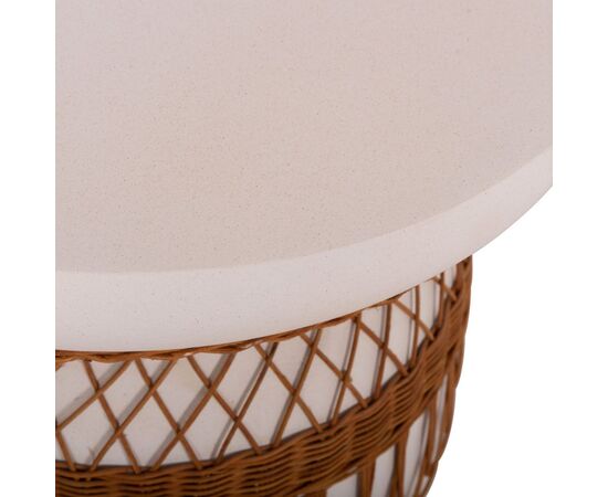 ΤΡΑΠΕΖΙ ΤΡΑΠΕΖΑΡΙΑΣ PRILEP HM18159.02 FIBER CEMENT ΛΕΥΚΟ & RATTAN--Φ60x76,5Υεκ - ΤΡΑΠΕΖΙΑ ΚΟΥΖΙΝΑΣ στο Milonadakis.gr