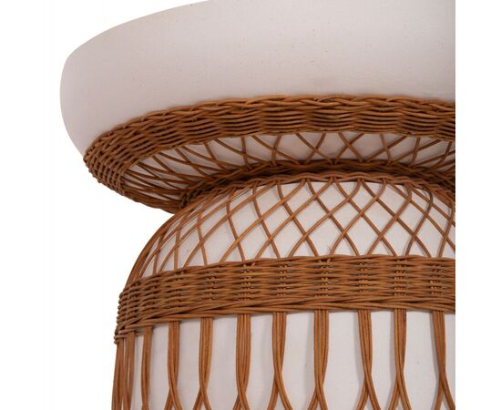 ΤΡΑΠΕΖΙ ΤΡΑΠΕΖΑΡΙΑΣ PRILEP HM18159.02 FIBER CEMENT ΛΕΥΚΟ & RATTAN--Φ60x76,5Υεκ - ΤΡΑΠΕΖΙΑ ΚΟΥΖΙΝΑΣ στο Milonadakis.gr