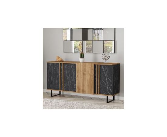 Μπουφές Amanda pakoworld καρυδί-μαύρο 160x40x78.5εκ - ΜΠΟΥΦΕΔΕΣ-ΚΟΝΣΟΛΕΣ στο Milonadakis.gr