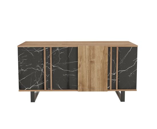 Μπουφές Amanda pakoworld καρυδί-μαύρο 160x40x78.5εκ - ΜΠΟΥΦΕΔΕΣ-ΚΟΝΣΟΛΕΣ στο Milonadakis.gr