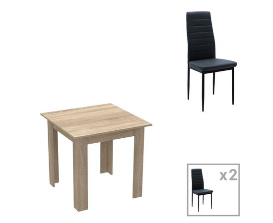 Τραπεζαρία Manka-Parker pakoworld σετ 3τεμ mdf σε μαύρη-sonoma απόχρωση 80x80x77εκ - ΤΡΑΠΕΖΑΡΙΕΣ στο Milonadakis.gr