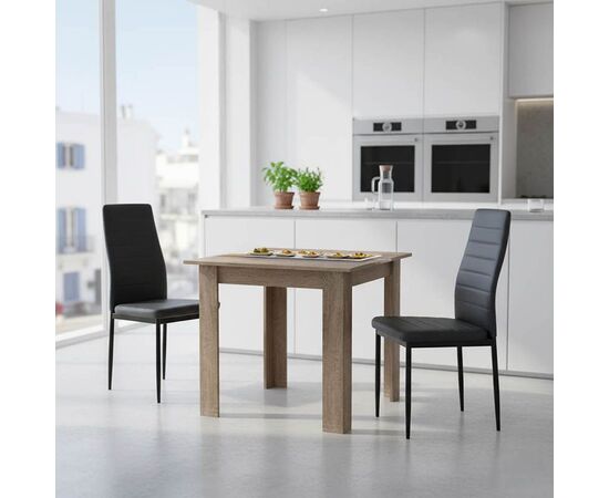 Τραπεζαρία Manka-Parker pakoworld σετ 3τεμ mdf σε μαύρη-sonoma truffle απόχρωση 80x80x77εκ - ΤΡΑΠΕΖΑΡΙΕΣ στο Milonadakis.gr