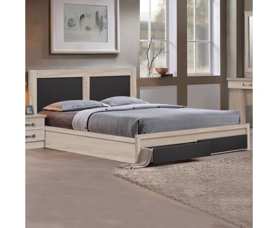 ΚΡΕΒΑΤΙ CAPRI HM312.04 ΜΕ 2 ΣΥΡΤΑΡΙΑ SONOMA-ΓΚΡΙ ΓΙΑ ΣΤΡΩΜΑ 150x200εκ. - ΚΡΕΒΑΤΙΑ στο Milonadakis.gr