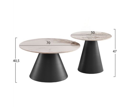 ΤΡΑΠΕΖΙΑ ΣΑΛΟΝΙΟΥ RIDGE(X) HM18307.02 SINTERED STONE TOPS--ΒΑΣΕΙΣ ΜΑΥΡΕΣ Φ50 & Φ70 - ΤΡΑΠΕΖΙΑ ΚΟΥΖΙΝΑΣ στο Milonadakis.gr