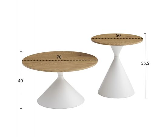 ΤΡΑΠΕΖΙΑ ΣΑΛΟΝΙΟΥ JENNEL(X) HM18308.01 ΜΕΤΑΛΛΟ ΛΕΥΚΟ--MDF ΣΕ ΦΥΣΙΚΟ Φ50εκ & Φ70εκ - ΤΡΑΠΕΖΙΑ ΚΟΥΖΙΝΑΣ στο Milonadakis.gr