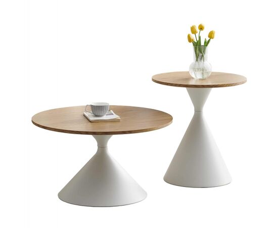 ΤΡΑΠΕΖΙΑ ΣΑΛΟΝΙΟΥ JENNEL(X) HM18308.01 ΜΕΤΑΛΛΟ ΛΕΥΚΟ--MDF ΣΕ ΦΥΣΙΚΟ Φ50εκ & Φ70εκ - ΤΡΑΠΕΖΙΑ ΚΟΥΖΙΝΑΣ στο Milonadakis.gr