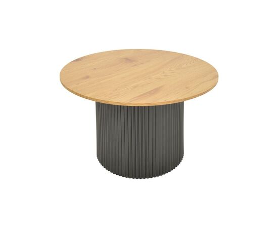Τραπέζι σαλονιού Dovel pakoworld mdf σε sonoma-μαυρη απόχρωση Φ70x40εκ - ΤΡΑΠΕΖΙΑ ΚΟΥΖΙΝΑΣ στο Milonadakis.gr