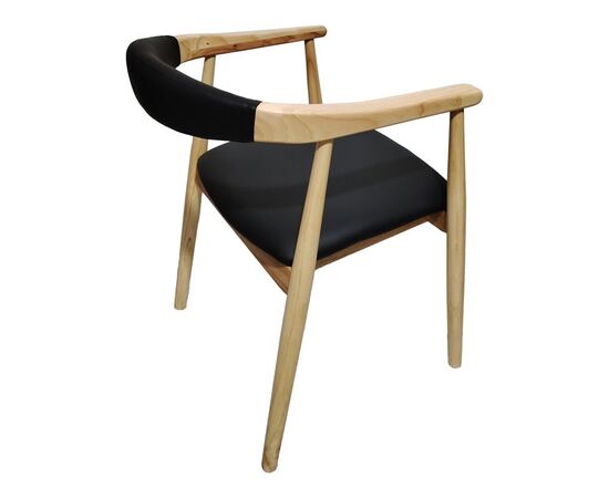 Πολυθρόνα Sandi pakoworld rubberwood σε φυσική απόχρωση με μαύρο pu μαξιλάρι 50x60x80εκ - ΚΑΡΕΚΛΕΣ - ΠΟΛΥΘΡΟΝΕΣ στο Milonadakis.gr