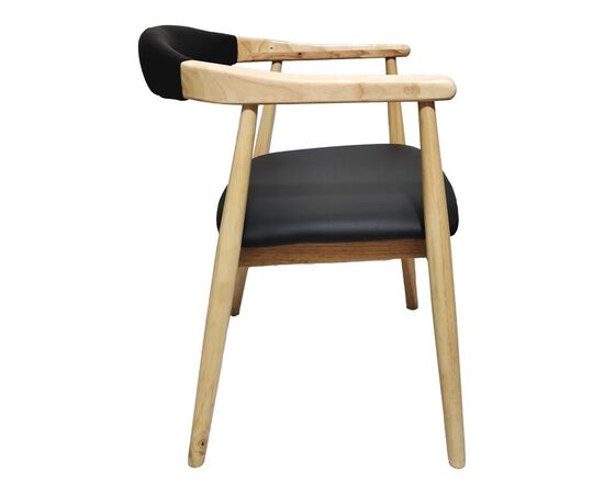 Πολυθρόνα Sandi pakoworld rubberwood σε φυσική απόχρωση με μαύρο pu μαξιλάρι 50x60x80εκ - ΚΑΡΕΚΛΕΣ - ΠΟΛΥΘΡΟΝΕΣ στο Milonadakis.gr