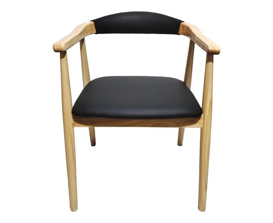 Πολυθρόνα Sandi pakoworld rubberwood σε φυσική απόχρωση με μαύρο pu μαξιλάρι 50x60x80εκ - ΚΑΡΕΚΛΕΣ - ΠΟΛΥΘΡΟΝΕΣ στο Milonadakis.gr