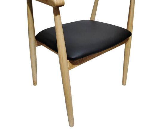 Πολυθρόνα Sandi pakoworld rubberwood σε φυσική απόχρωση με μαύρο pu μαξιλάρι 50x60x80εκ - ΚΑΡΕΚΛΕΣ - ΠΟΛΥΘΡΟΝΕΣ στο Milonadakis.gr