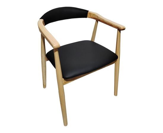 Πολυθρόνα Sandi pakoworld rubberwood σε φυσική απόχρωση με μαύρο pu μαξιλάρι 50x60x80εκ - ΚΑΡΕΚΛΕΣ - ΠΟΛΥΘΡΟΝΕΣ στο Milonadakis.gr