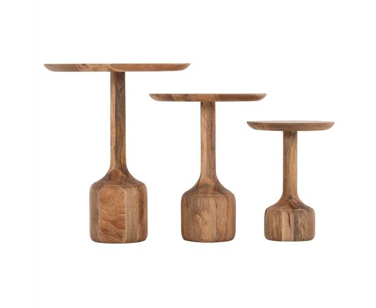 ΣΕΤ 3 ΣΤΡΟΓΓΥΛΑ ΤΡΑΠΕΖΑΚΙΑ ΣΑΛΟΝΙΟΥ GOBLET HM18348 ΞΥΛΟ ΑΚΑΚΙΑΣ Φ50x60Υεκ - ΤΡΑΠΕΖΙΑ ΚΟΥΖΙΝΑΣ στο Milonadakis.gr