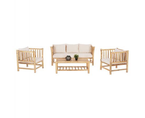 ΣΕΤ ΣΑΛΟΝΙ 4ΤΜΧ EDDARD HM9340.25 ΑΠΟ ΜΑΣΙΦ ΞΥΛΟ TEAK  ΦΥΣΙΚΟ - ΛΕΥΚΟ - ΣΕΤ ΣΑΛΟΝΙΑ στο Milonadakis.gr