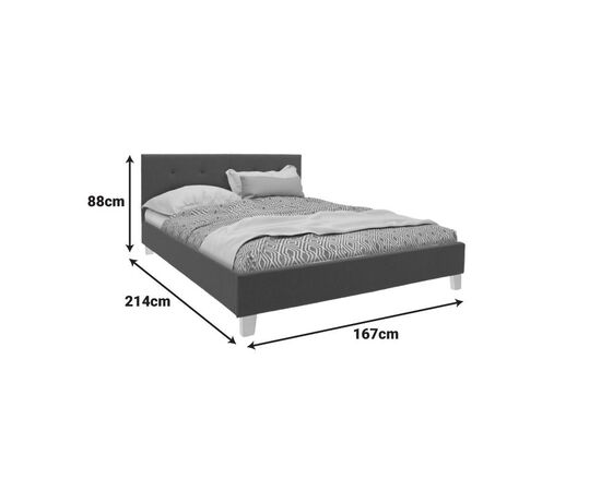 Κρεβάτι Mago pakoworld ύφασμα σε ανθρακί απόχρωση με ξύλινο πόδι 160x200εκ - ΚΡΕΒΑΤΙΑ στο Milonadakis.gr