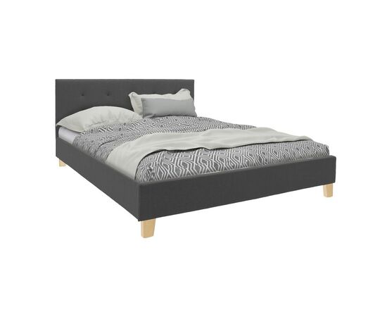 Κρεβάτι Mago pakoworld ύφασμα σε ανθρακί απόχρωση με ξύλινο πόδι 160x200εκ - ΚΡΕΒΑΤΙΑ στο Milonadakis.gr