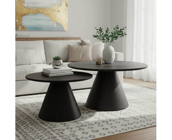 Tραπέζια σαλονιού Donda  pakoworld mdf σετ 2τεμ. μαύρο - ΤΡΑΠΕΖΑΚΙΑ ΣΑΛΟΝΙΟΥ στο Milonadakis.gr