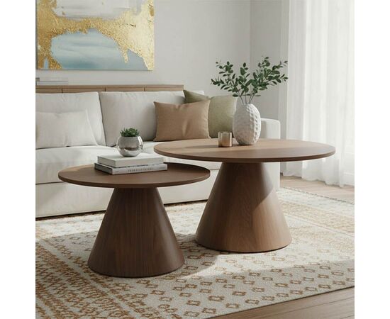 Tραπέζια σαλονιού Donda  pakoworld mdf σετ 2τεμ. καρυδί - ΤΡΑΠΕΖΑΚΙΑ ΣΑΛΟΝΙΟΥ στο Milonadakis.gr