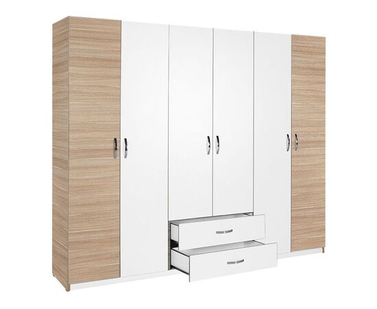 Ντουλάπα ρούχων Dormie pakoworld εξάφυλλη με συρτάρια σε λευκή απόχρωση 206x52x213εκ - ΝΤΟΥΛΑΠΕΣ στο Milonadakis.gr