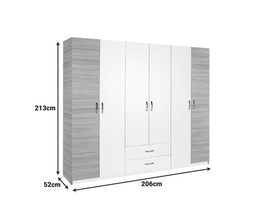 Ντουλάπα ρούχων Dormie pakoworld εξάφυλλη με συρτάρια σε λευκή απόχρωση 206x52x213εκ - ΝΤΟΥΛΑΠΕΣ στο Milonadakis.gr