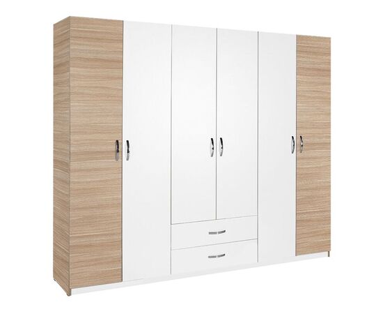 Ντουλάπα ρούχων Dormie pakoworld εξάφυλλη με συρτάρια σε λευκή απόχρωση 206x52x213εκ - ΝΤΟΥΛΑΠΕΣ στο Milonadakis.gr