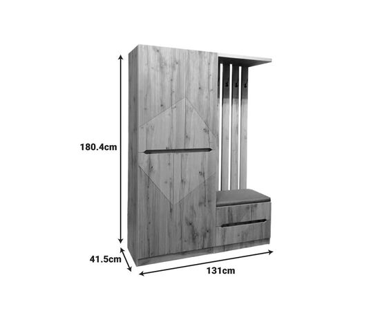 Έπιπλο εισόδου Zomie pakoworld σε oak απόχρωση 131x41.5x180.4εκ - ΕΠΙΠΛΑ ΕΙΣΟΔΟΥ στο Milonadakis.gr
