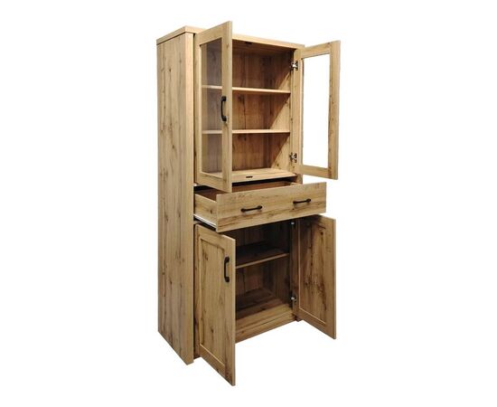 Βιτρίνα-ντουλάπα Nisso pakoworld σε oak απόχρωση 80x40x183.5εκ - ΒΙΤΡΙΝΕΣ στο Milonadakis.gr