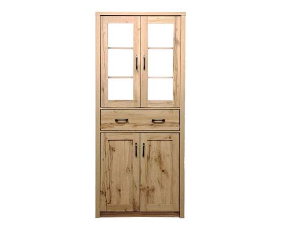 Βιτρίνα-ντουλάπα Nisso pakoworld σε oak απόχρωση 80x40x183.5εκ - ΒΙΤΡΙΝΕΣ στο Milonadakis.gr