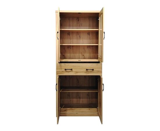 Βιτρίνα-ντουλάπα Nisso pakoworld σε oak απόχρωση 80x40x183.5εκ - ΒΙΤΡΙΝΕΣ στο Milonadakis.gr