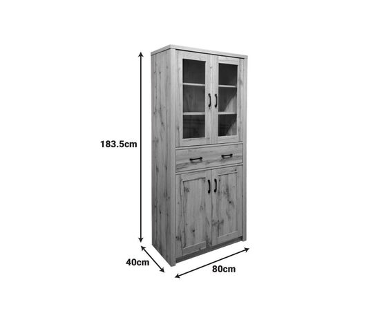 Βιτρίνα-ντουλάπα Nisso pakoworld σε oak απόχρωση 80x40x183.5εκ - ΒΙΤΡΙΝΕΣ στο Milonadakis.gr