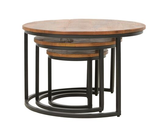 Τραπέζι σαλονιού Frina pakoworld σετ 3τεμ mango ξύλο σε καρυδί απόχρωση με πόδι μαύρο μέταλλο - ΤΡΑΠΕΖΑΚΙΑ ΣΑΛΟΝΙΟΥ στο Milonadakis.gr