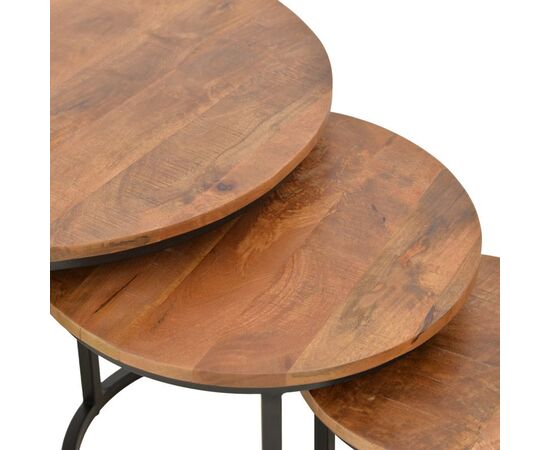 Τραπέζι σαλονιού Frina pakoworld σετ 3τεμ mango ξύλο σε καρυδί απόχρωση με πόδι μαύρο μέταλλο - ΤΡΑΠΕΖΑΚΙΑ ΣΑΛΟΝΙΟΥ στο Milonadakis.gr