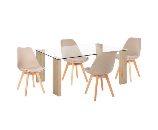 ΣΕΤ ΤΡΑΠΕΖΑΡΙΑΣ 5ΤΜΧ MORGAN HM21269.02 ΤΡΑΠΕΖΙ & 4 ΚΑΡΕΚΛΕΣ - ΜΠΕΖ ΥΦΑΣΜΑ - ΤΡΑΠΕΖΑΡΙΕΣ στο Milonadakis.gr