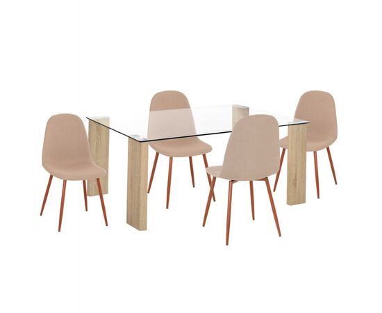 ΣΕΤ ΤΡΑΠΕΖΑΡΙΑΣ 5ΤΜΧ LEOMOR HM21270.01 ΤΡΑΠΕΖΙ & 4 ΚΑΡΕΚΛΕΣ - ΜΠΕΖ ΥΦΑΣΜΑ - ΤΡΑΠΕΖΑΡΙΕΣ στο Milonadakis.gr