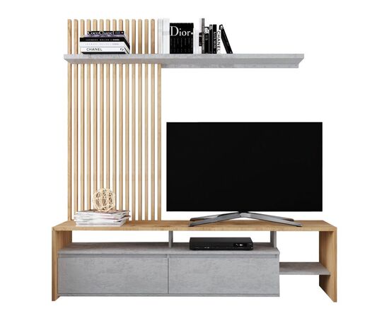 Σύνθετο σαλονιού Neo pakoworld σε oak-γκρι απόχρωση 190x40x200εκ - ΣΥΝΘΕΣΕΙΣ ΣΑΛΟΝΙΟΥ στο Milonadakis.gr