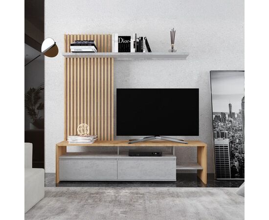 Σύνθετο σαλονιού Neo pakoworld σε oak-γκρι απόχρωση 190x40x200εκ - ΣΥΝΘΕΣΕΙΣ ΣΑΛΟΝΙΟΥ στο Milonadakis.gr