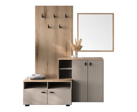 Έπιπλο εισόδου Ebro pakoworld σε oak-cappuccino απόχρωση 150.3x41.2x204.7εκ - ΕΠΙΠΛΑ ΕΙΣΟΔΟΥ στο Milonadakis.gr