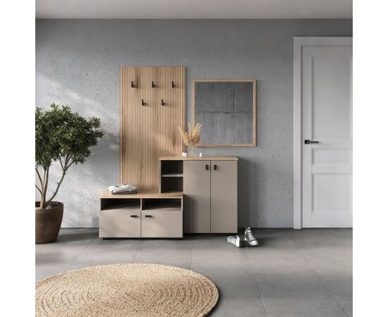 Έπιπλο εισόδου Ebro pakoworld σε oak-cappuccino απόχρωση 150.3x41.2x204.7εκ - ΕΠΙΠΛΑ ΕΙΣΟΔΟΥ στο Milonadakis.gr