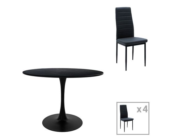 Τραπεζαρία Balou-Parker pakoworld σετ 5τεμ μαύρο-ανθρακί Φ120x73εκ - ΤΡΑΠΕΖΑΡΙΕΣ στο Milonadakis.gr