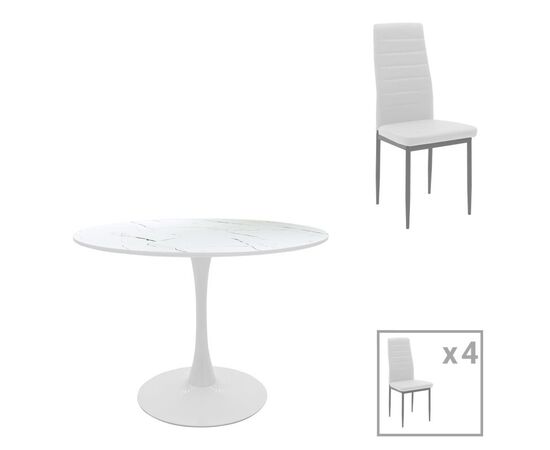 Τραπεζαρία Balou-Parker pakoworld σετ 5τεμ λευκό Φ120x73εκ - ΤΡΑΠΕΖΑΡΙΕΣ στο Milonadakis.gr